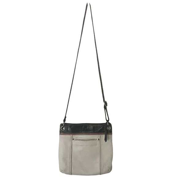 The Sak Kendra Cream Brown & Black Leather Crossbody Bag Shoulder Purse Top Zip - Picture 4 of 11